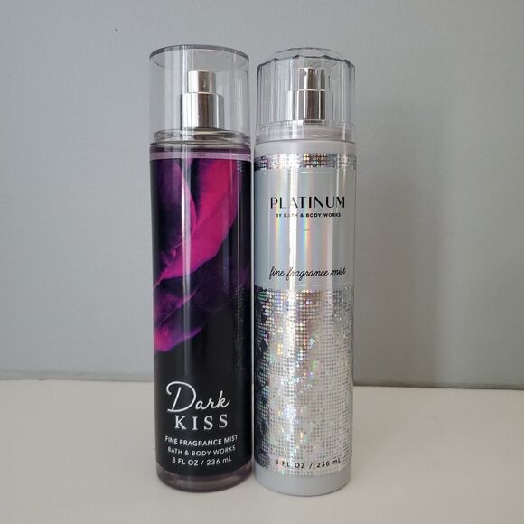Bath and Body Works Set of 2 Fine Fragrance Mists Platinum and Dark Kiss 8 OZ - Picture 1 of 10